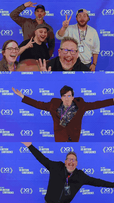Animated gif showing a collage of the photos taken at the XR Motion Conference photobooth.
