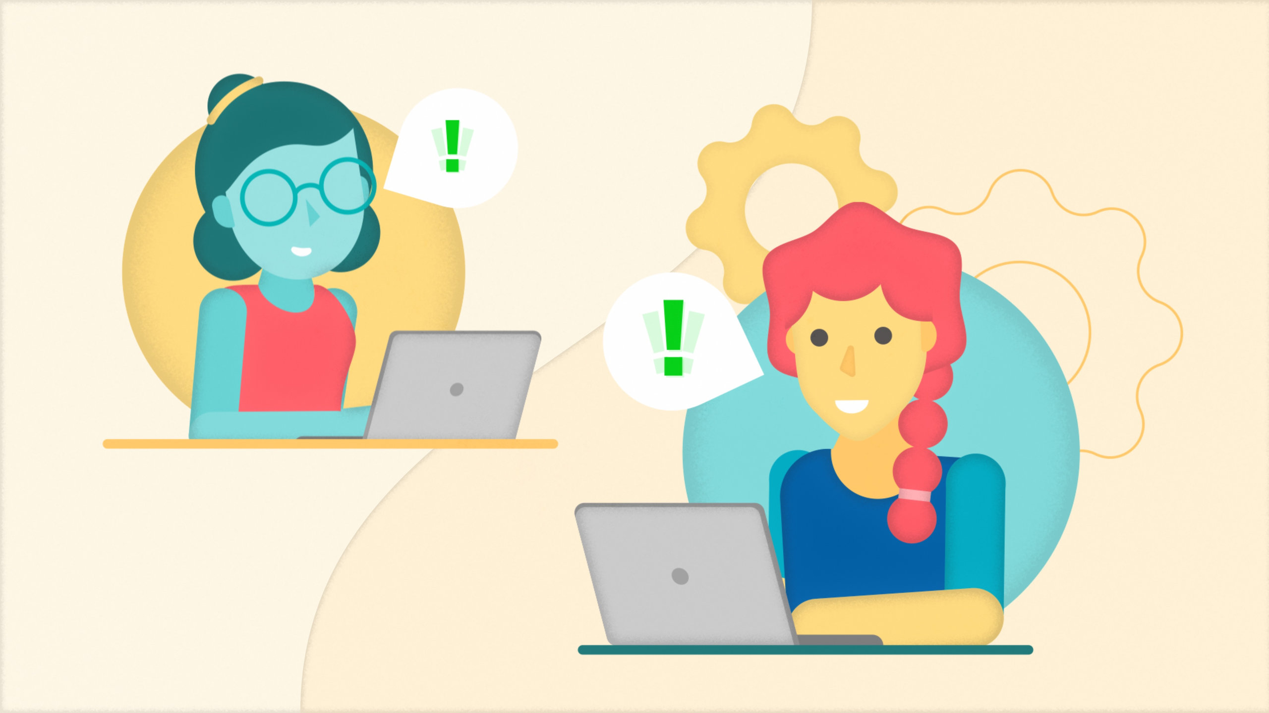 Teacher collaborating with a PSS rep offering her a solution to her problem.