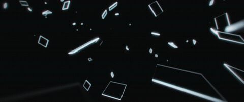 3D animated reveal of squash court's back glass wall, assembling from fractured triangles.