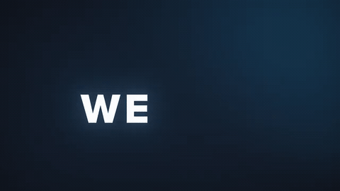 Dark blue gradient background with bold white text displaying "WE ARE " in modern sans-serif font, transitioning to the Pineapple Agency Logo.