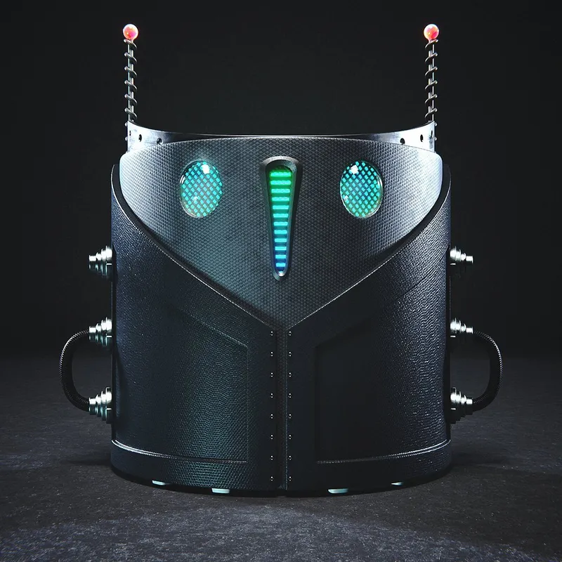 BUBO — a futuristic AI companion backpack concept rendered in Blender.