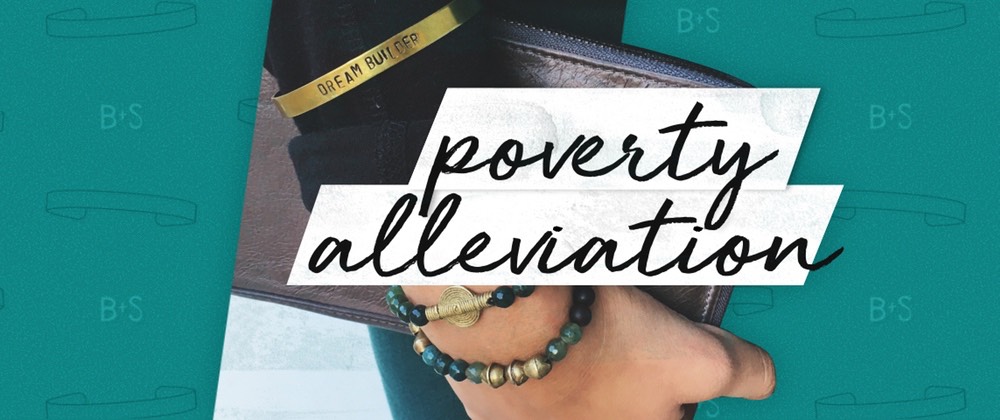 Poverty alleviation concept with person wearing beaded bracelet and hat, representing economic empowerment programs