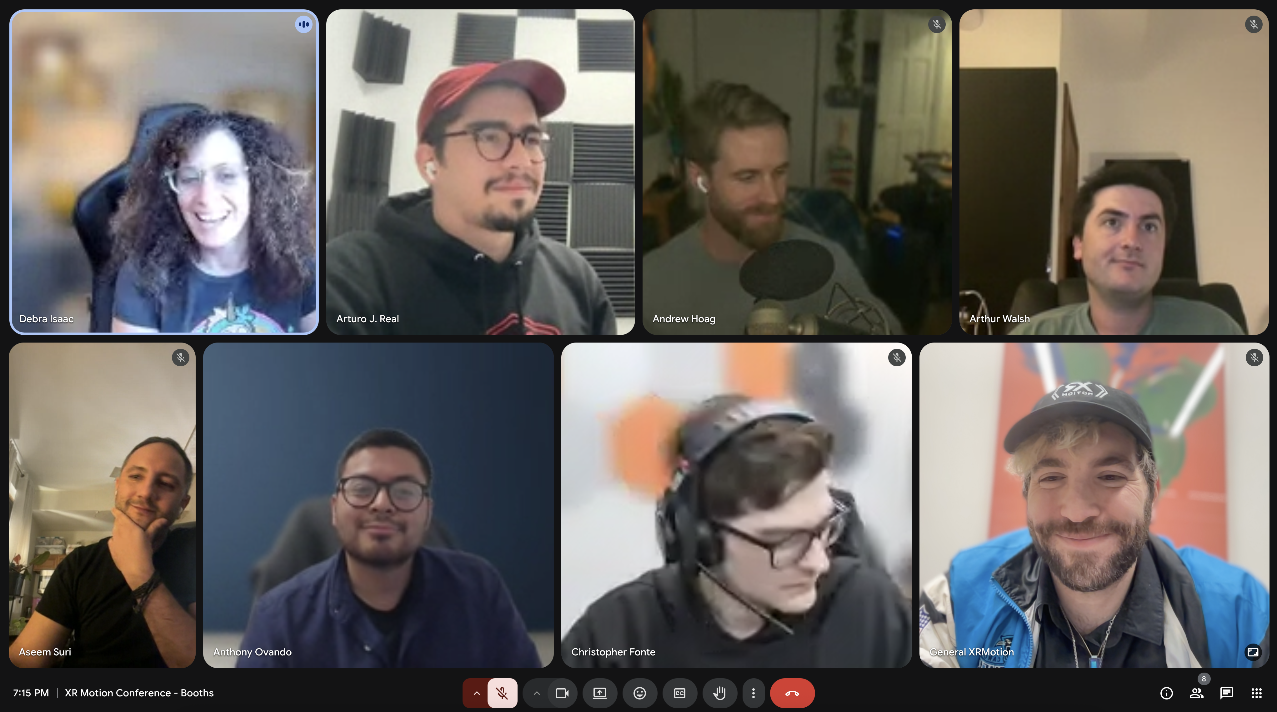 Screenshot of one of the many meetings with XR Motion Conference volunteers, speakers and sponsors.